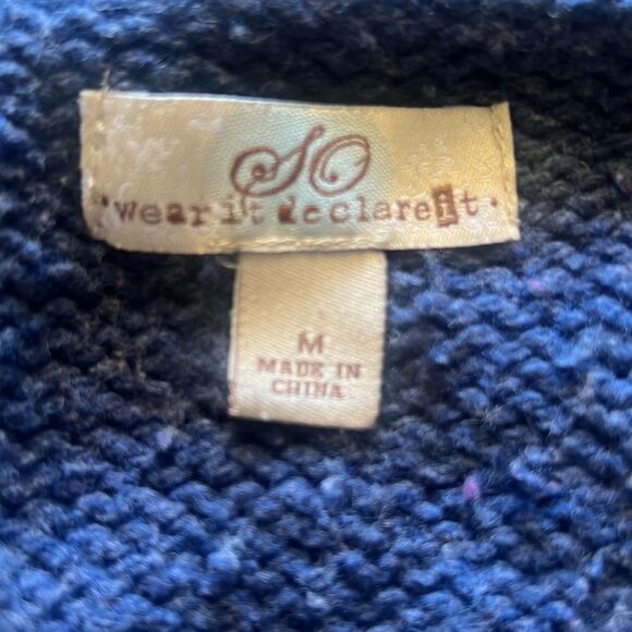 Medium SO WEAR IT DECLARE IT Navy / Indigo Sailors collar knit sweater - Picture 6 of 13